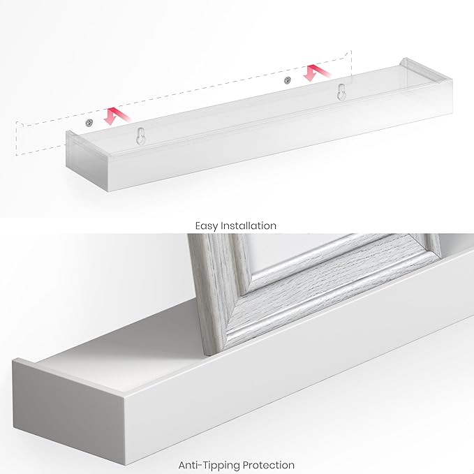 Ballucci Modern Ledge Wall Shelves, Set of 4 Wood Floating Shelves for Bedroom, Bathroom, Living Room, Kitchen, Nursery, White