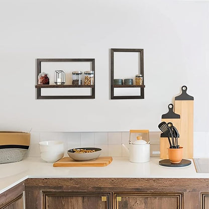 idee-home Floating Shelves for Wall, Rustic Square Hanging Floating Shelves Set of 4 Wood, Wall Decor Mounted Bathroom, Living Room, Kitchen Storage