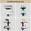 Floating Book Shelves for Wall, 2 Tier Invisible Floating Bookshelf, Vertical Spine Book Tower, Wall Mounted & Space Saving, Heavy Duty Metal Book Organizer for Home Office, 1 Pack Black