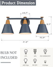 FEMILA Bathroom Vanity Light, 3-Light Modern Bathroom Light Fixture with Hammered Metal Shade Finish, Dark Blue Wall Sconce Lamp Lighting for Bedroom, 4FG59B-3W Blue