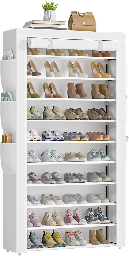 OYREL Shoe Rack 10Tier Large Capacity 50-56Pairs Beautiful Tall Shoe Shelf Free Standing Storage Cabinet Entryway Closet