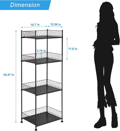 OYEAL Bathroom Shelves Freestanding Bathroom Towel Storage 4 Tier Wire Shelving Unit Bathroom Standing Shelf Floor Organizer for Pantry Kitchen Laundry Room Organization, Black
