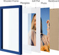 Vittanly 8.5x11 Picture Frames Set of 4, Display Pictures 6x8 with Mat or 8.5x11 without Mat, Gallery Wall Frame Set for Wall Mounting, Engineered Wood with Shatter Resistant Plexiglass, Royal Blue