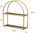 Crofy Gold Arched Frame Wall Shelf, Decorative 2 Tier Bathroom Wall Shelf with Walnut Finish Shelves and Robust Storage Capacity, 6
