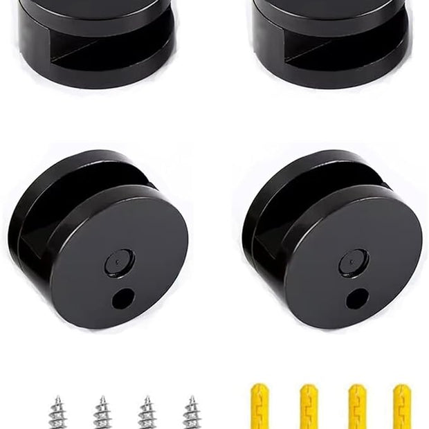 Mirror Clips, Thickened Brass Mirror Floating Glass Clip - Round Wall Mounted Mirrors Bracket/Clip -Bathroom Mirrors Supporting Sheet Mirror Fixed Fitting Black - (4 Pcs)