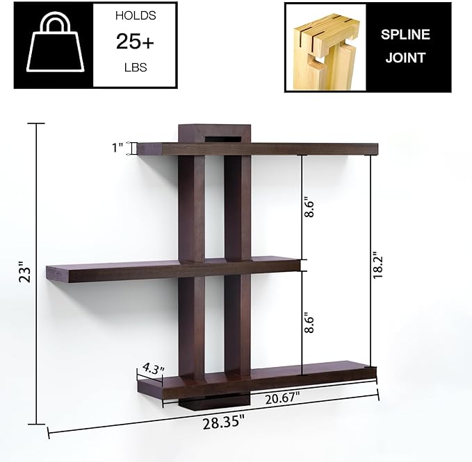 Variable Floating Shelves Wood Set of 4, Bathroom Shelves 28.35