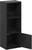 Furinno LUDER Book Shelf, 3-Tier Modern Bookshelf, Bookcase with 1 Door Storage Cabinet, 9.3 x 12 x 31.5, for Living Room, Bedroom, Home Office, Blackwood