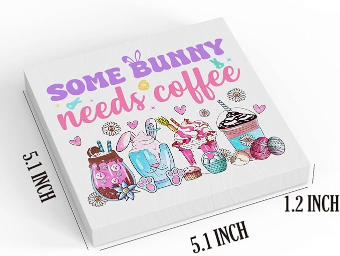 Easter Coffee Bar Decor Easter Table Decor Some Bunny Needs Coffee Wooden Box Sign for Home Office Bedroom Living Room Desk Shelves