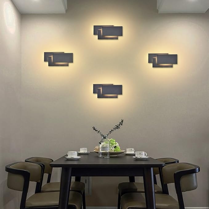 Ralbay Black Wall Sconces Indoor 24W Modern LED Wall Light for Bedroom Up and Down Wall Mount Lighting, Warm White 3000K