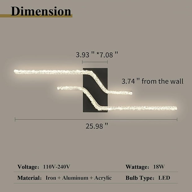 Modern Vanity Light Black 6000k LED Indoor Wall Lamp Acrylic Wall Light Fixture for Bedroom Living Room Hallway.
