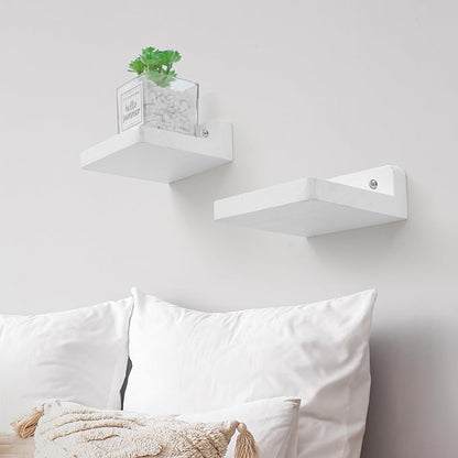 Small Floating Shelf, 4x4 Inch Display Ledges for Wall,Mini Shelves,Rustic Wood Shelf for Bedroom Living Room Bathroom Kitchen (4, Rustic White)