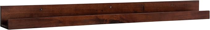 Kate and Laurel Levie Modern Floating Wall Shelf Picture Frame Holder Ledge, Dark Walnut Brown
