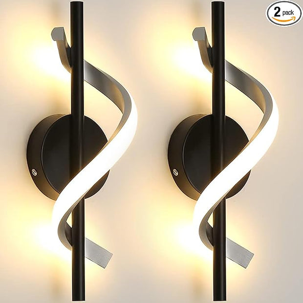 Modern Wall Sconces Set of 2, 9W Hardwired Wall Lighting Fixture Lamps LED Aluminum Wall Lamps for Bedroom Living Room Hallway Hotel Indoor (Warm White)
