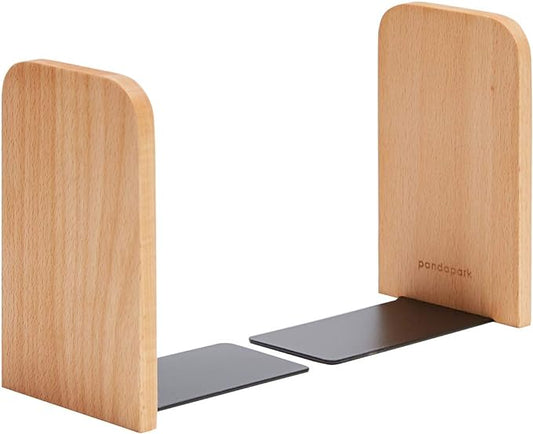 Pandapark Wood Bookends,Non-Skid Bookend for Shelves,Heavy Duty Bookends,Book Stand for Books/CDs,1 Pair