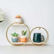 Efavormart 2-Tier Geometric Floating Shelf, Wall Hanging Shelves with Gold Double Hoop Design - 10