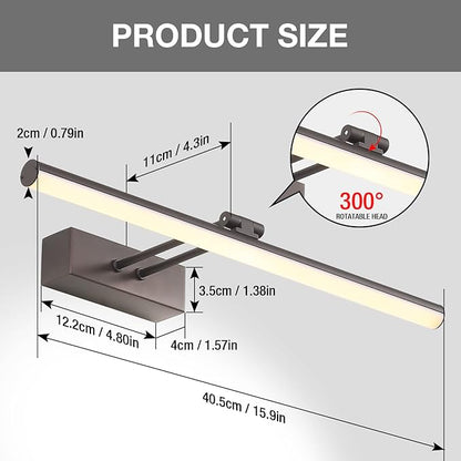 Wireless Picture Light, 5200mAh Battery Picture Light with Remote, Rechargeable Display Light,16" Metal Art Light for Wall Art Paintings,Gallery, Portrait (Bronze)