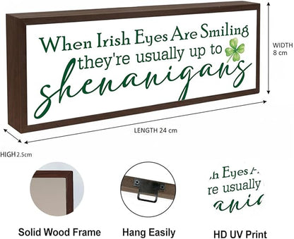 Happy St. Patrick's Day Decor, Irish Shenanigans Sign, Witty and Funny Decors for St. Patrick's Day, Home Party Decor, Farmhouse Decors for Table Shelf, Irish Decoration, 9.5x3.1x1 inches