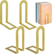 Chunful 4 Pcs Modern Metal Book Ends for Shelves Decorative Small Bookends Book Shelf Organizer Minimalist Design Stopper to Hold Books for Home Office (Gold,5.5 * 3.75 * 2.25inch)