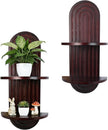 Plant Wall Shelves with Arched Wooden Design, Mid Century Modern Decor Floating Shelf Set of 2 - Boho Wall Decor for Indoor Plants Living Room Bathroom Office, 23.6 x 11.8 Inches