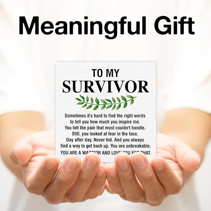 Inspirational Gift for Cancer Survivor, Cancer Survivor Gifts for Men Women Christian, Get Well Soon Gift, Cheer up Gifts, You Are a Warrior Wooden Sign Desk Table Shelf Decor 5 x 5 Inches