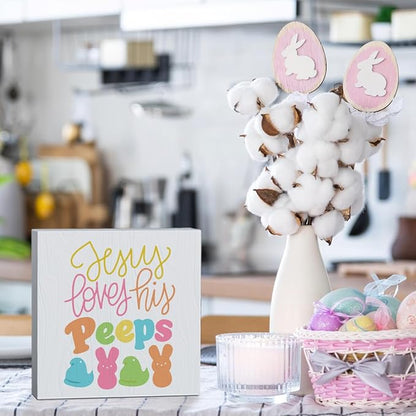 Religious Easter Decorations Easter Table Decor Peeps Decorations Jesus ter Decorations Easter Table Decor Wooden Box Sign for Home Office Bedroom Living Room Desk Shelves