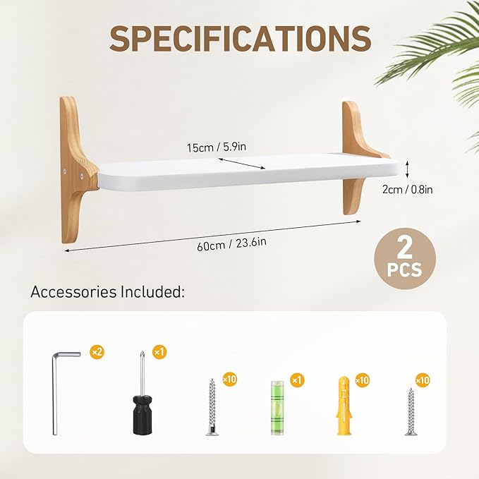 Wooden Floating Shelves for Wall, 23.6