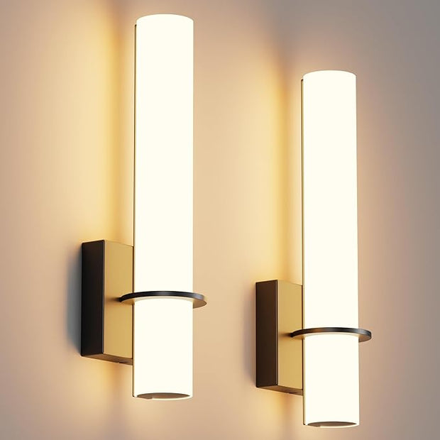 Modern Wall Sconces Set of 2, 5 Color Temperature Linear Dimmable, Adjustable Warm to Cool White, Hardwired Wall Lights for Bedroom, Living Room, Hallway (Black)