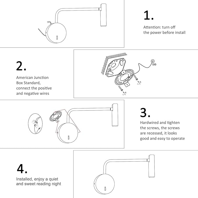 ZEROUNO Wall Mounted LED Reading Light for Bedroom Hardwired Wall Sconce with Switch on/Off Modern 3000K Swing Arm Bedside Wall Mount Lamp (Antique Bronze)
