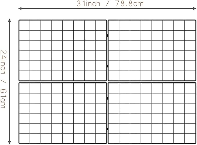 Wire Wall Grid Panel for Photo Display, DIY Iron Picture Frames Collage For Hanging Wall Decor, Foldable Multi Pictures Organizer with 12 Clips, 28'' X 22'' Inch.(2 Pack)