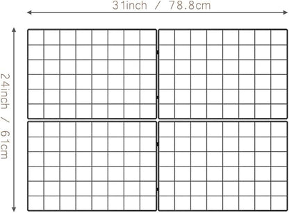 Wire Wall Grid Panel for Photo Display, DIY Iron Picture Frames Collage For Hanging Wall Decor, Foldable Multi Pictures Organizer with 12 Clips, 28'' X 22'' Inch.(2 Pack)