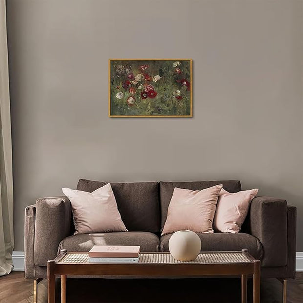 OIQArtOIQ Vintage Landscape Canvas Wall Art Framed Natural Scenery Painting Artwork Prints France Country Wilderness Farmhouse Decor Pictures Kitchen Bedroom Living Room Bathroom