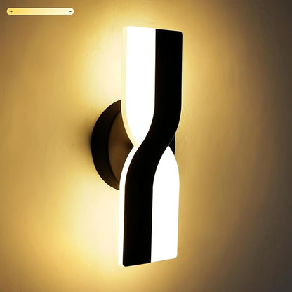 Kawell 12W Minimalist LED Wall Light 1%-100% Dimming Modern Wall Sconce Hardwired Indoor Wall Lamp Square for Bedside Hallway Study Kitchen, Black 3000K