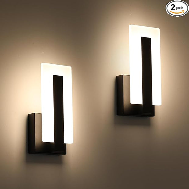 Modern Wall Sconces Set of Two, Led Wall Light 7w Dimmable Light Hardwired Acrylic Wall Light Lighting, Suitable for Living Room Corridor Bedside (Warm White 3000K 2Pack)