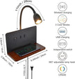 Bedside Wall Sconces with Wireless Charging Station & USB Charging, 3 Adjustable Color Temperatures LED Reading Lamp, 3000K Warm Ambient Lighting Wall Mounted Sconce for Bedroom, Plug-in or Hardwired