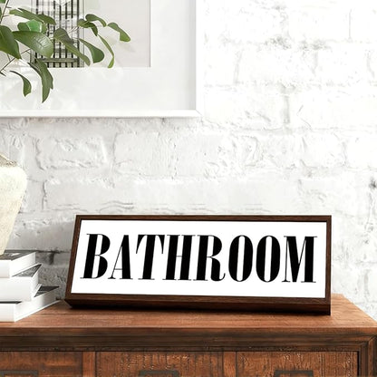 Bathroom Sign, Rustic Framed Wooden Box Sign, Decorative Wooden Plaques, Wall & Shelves Decor for Bathroom, Restroom Decoration for Home Office, Farmhouse Decor