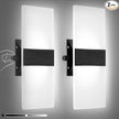 Lightess Indoor Wall Sconces with Switch, Modern LED Wall Lights Set of Two, 12W Hardwired Acrylic Dimmable Wall Light Fixtures for Bedroom Hallway Living Room, Cool White, 2 Pack