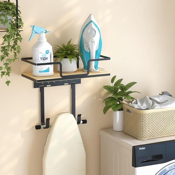 efluky Floating Shelves Wall Mounted, Metal Storage Rack for Wall Room Decor, Hanging Shelf for Bathroom, Bedroom, Living Room & Kitchen, Black