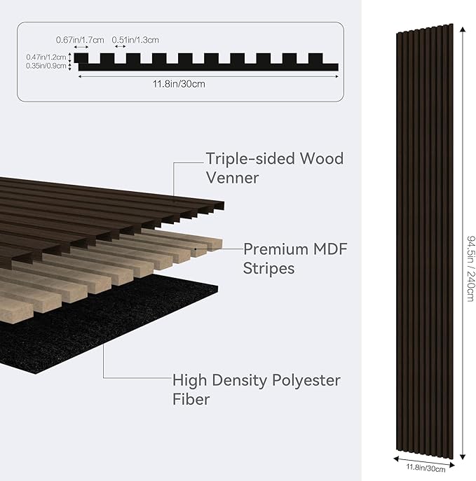 Premium Acoustic Wood Slat Wall Panels – Noise-Reducing Sound Absorption Panels for Home Theater, Studio & Office | Modern Decorative Slat Walling for Echo Control | Eco-Friendly & Easy to Install