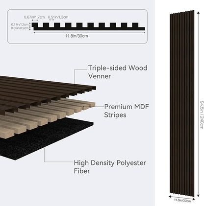 Premium Acoustic Wood Slat Wall Panels – Noise-Reducing Sound Absorption Panels for Home Theater, Studio & Office | Modern Decorative Slat Walling for Echo Control | Eco-Friendly & Easy to Install