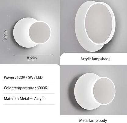 Modern LED White Wall Sconces Set of Two Acrylic Wall Lights Lighting Fixture 6000K White Light 8W Dimmable Wall Lamp Round Sconces Wall Lighting for Indoor Bedroom Bedside Hallway