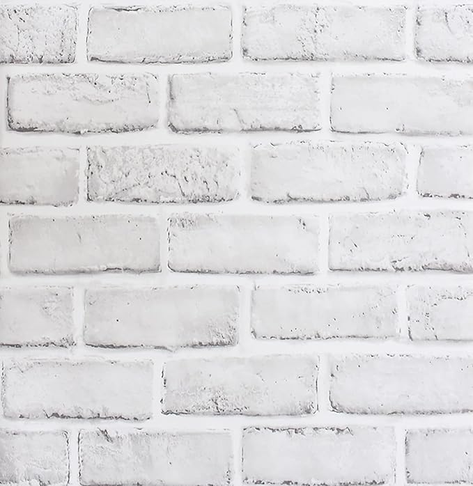 Hopeak White Brick Wallpaper, Self-Adhesive Peel and Stick Wallpaper Waterproof and Removable Good for Home Decoration and Furniture Renovation (17.5 x 511Inch)