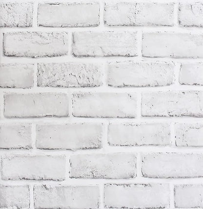 Hopeak White Brick Wallpaper, Self-Adhesive Peel and Stick Wallpaper Waterproof and Removable Good for Home Decoration and Furniture Renovation (17.5 x 787.4 Inch)