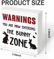 Easter Decorations for Home Funny Bunny Zone Wooden Sign, Warning You Are Now Entering The Bunny Zone Rabbit Decor, Farmhouse Wall Plaque for Bunny Mom Bunny Lover Gift