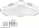 8 Inch White Floating Corner Shelf Wall Mounted, Triangle Wall Shelf for Kitchen, Speakers, Wine, Trophies & Decor