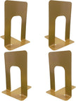 Alessk 4 Pieces Gold Bookends for Shelves, Heavy Duty Metal Bookends Supports Heavy Books, Decorative Gold Stops for Home or Office Decoration - 2 Pairs