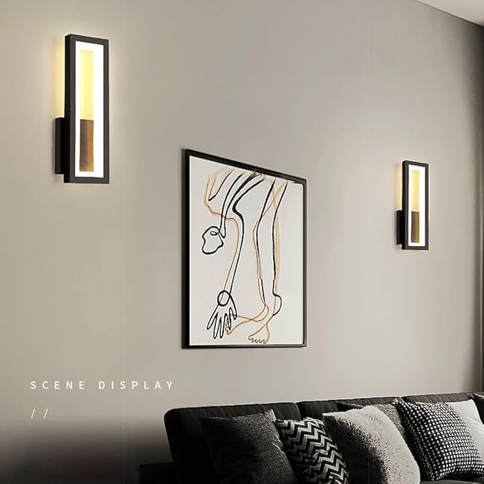 LED Wall Light Modern Metal Wall Sconce Lighting 16W Bedside Wall Lamp, Nordic Rectangle Wall Sconces Indoor Wall Wash Lights for Living Room Bedroom Bedside Hallway