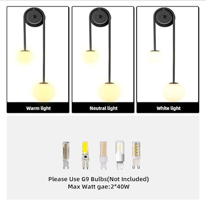 Black Wall Sconce Mid Century Black Wall Lamp Modern U-Shape Linear Wall Light with White Milk Glass Shade Wall Lamp for Bedside Dining Room Bathroom,G9 Bulb