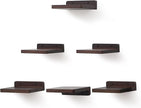 Small Floating Shelf, 5x6 Inch Display Ledges for Wall,Mini Shelves,Rustic Wood Shelf for Bedroom Living Room Bathroom Kitchen (6, Dark Walnut)