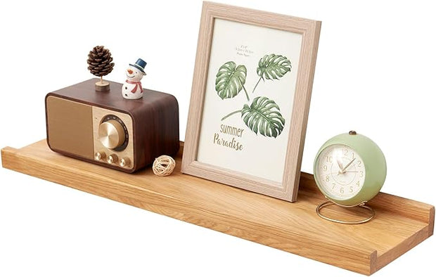 Oak Floating Shelves 24 Inch Wall Shelves for Decor and Storage, 6 Inch Deep Natural Solid Wood Shelf, Picture Ledge Shelf for Bedroom Bathroom Living Room KitchenLaundry Room