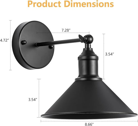 Vintage Black Wireless Battery Operated Wall Sconces, Cordless LED Wall Lights Set of 2 with Remote Control, for Bedroom, Farmhouse, Gallery - Easy Setup, Adjustable Brightness, Long-Lasting Battery